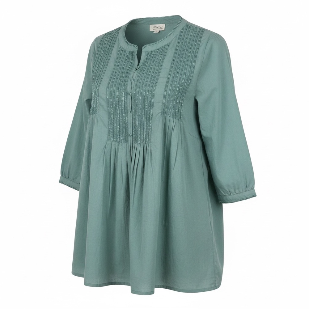 Sage Green Pintuck Peasant Blouse